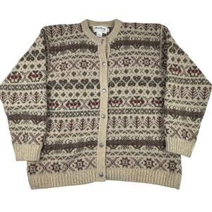 Harley of Scotland Fair Isle Cardigan Sweater XL